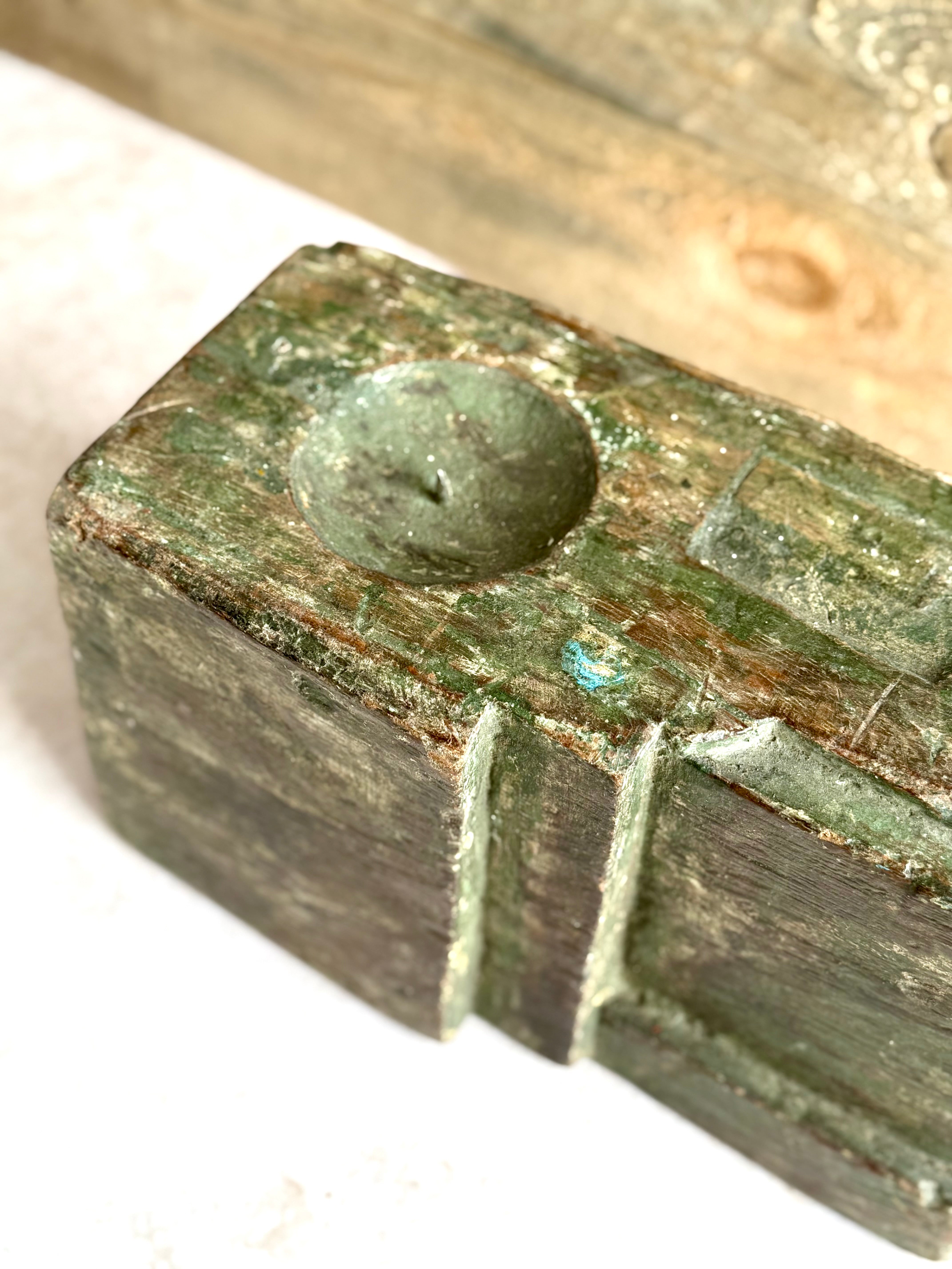 Repurposed reclaimed wood candle holder