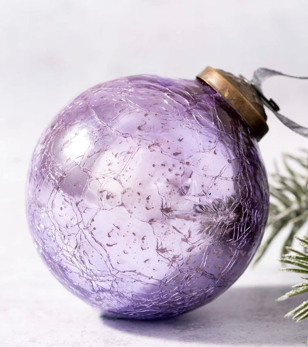 lavender crackle glass bauble