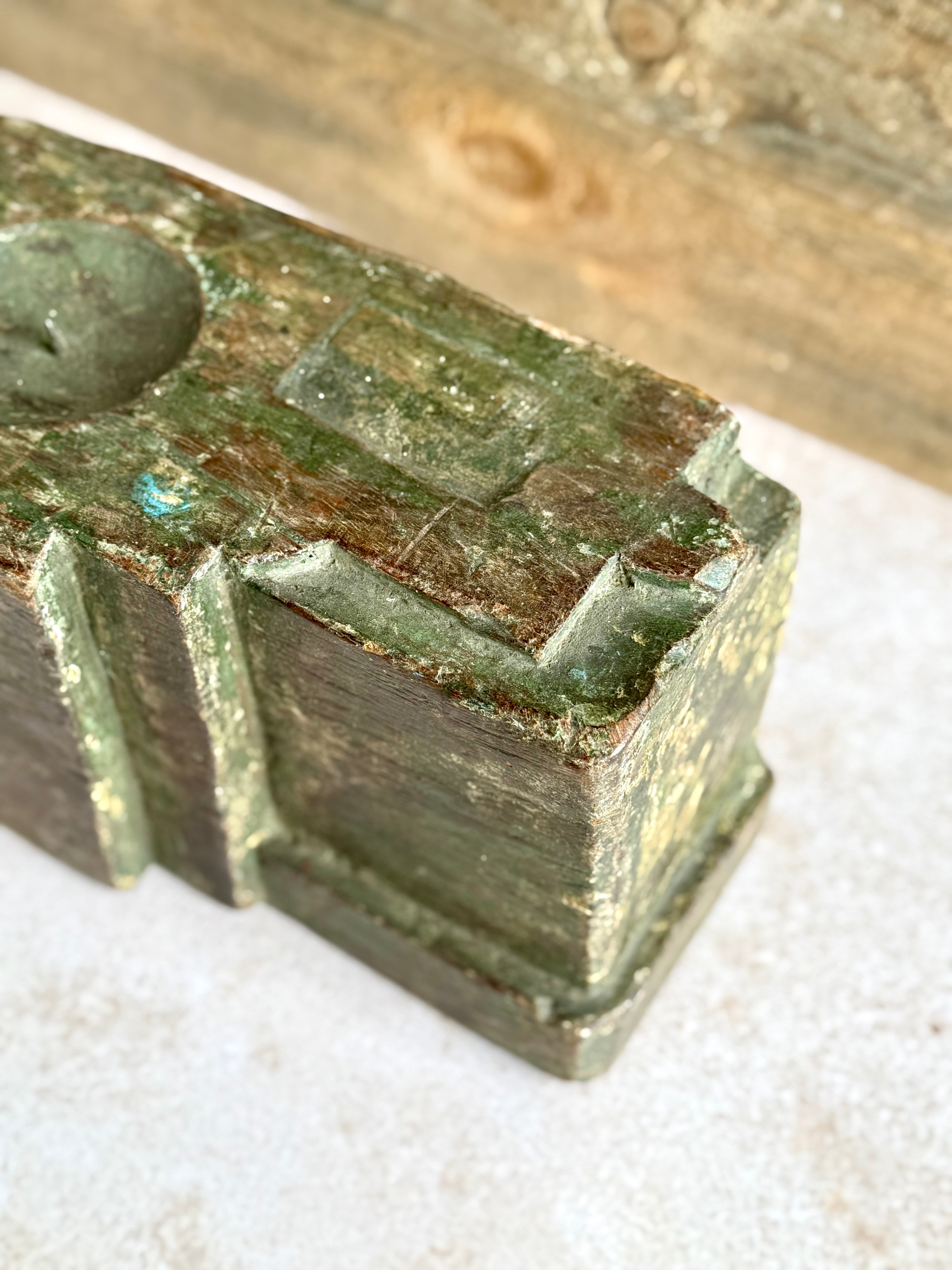 Repurposed reclaimed wood candle holder