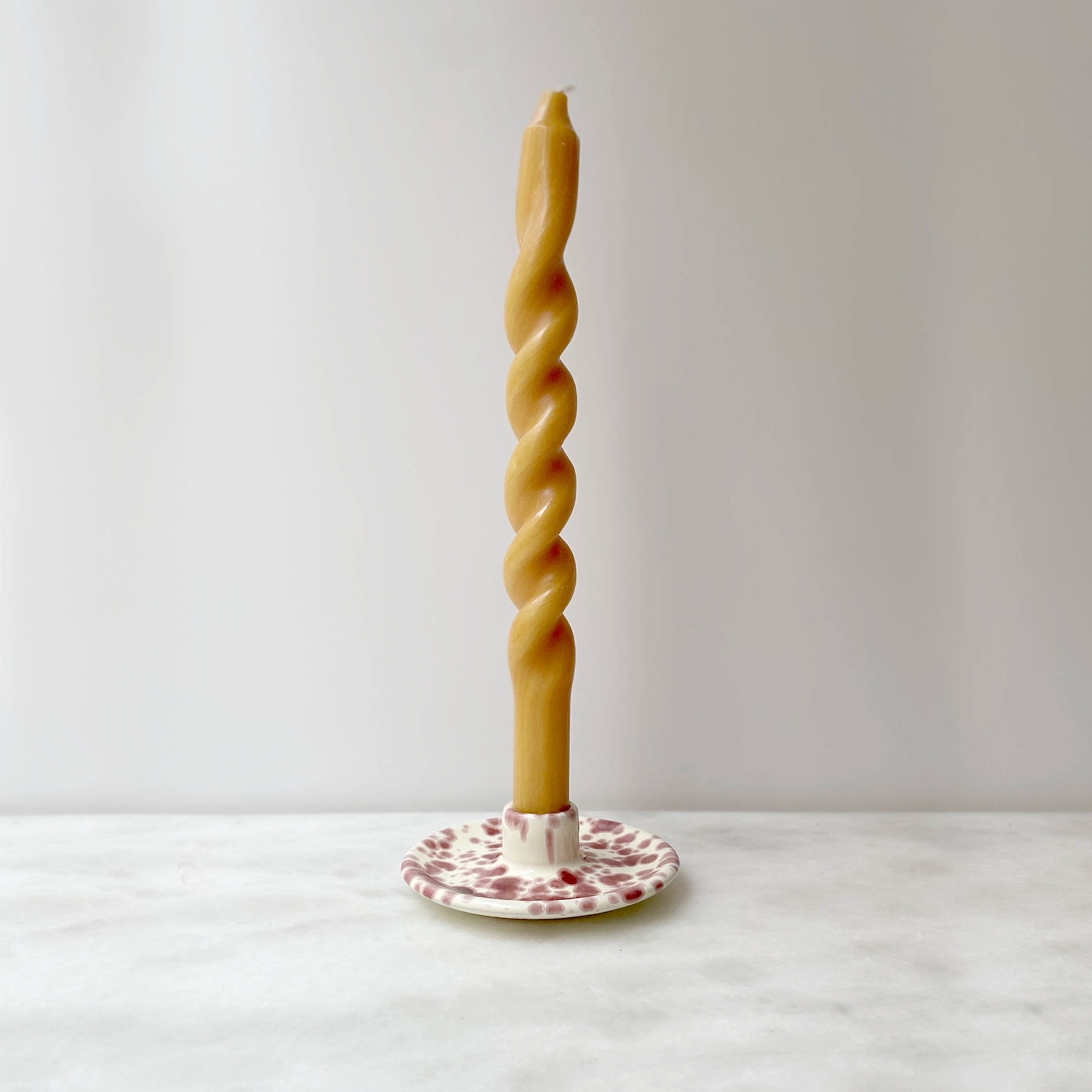 Italian Ceramic Splatter Candleholder Cranberry