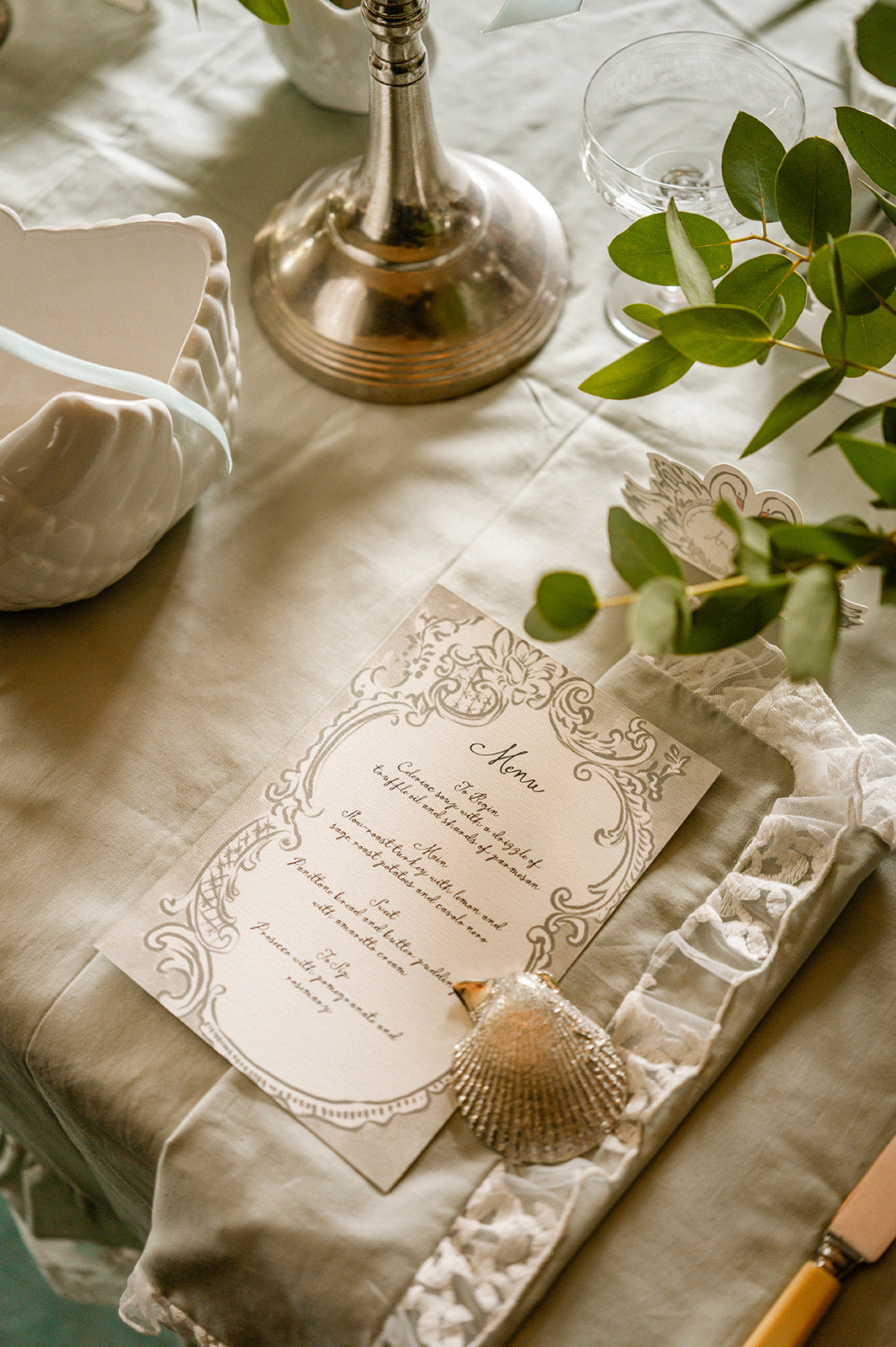 Ice Green Napkins With Italian Lace Trim