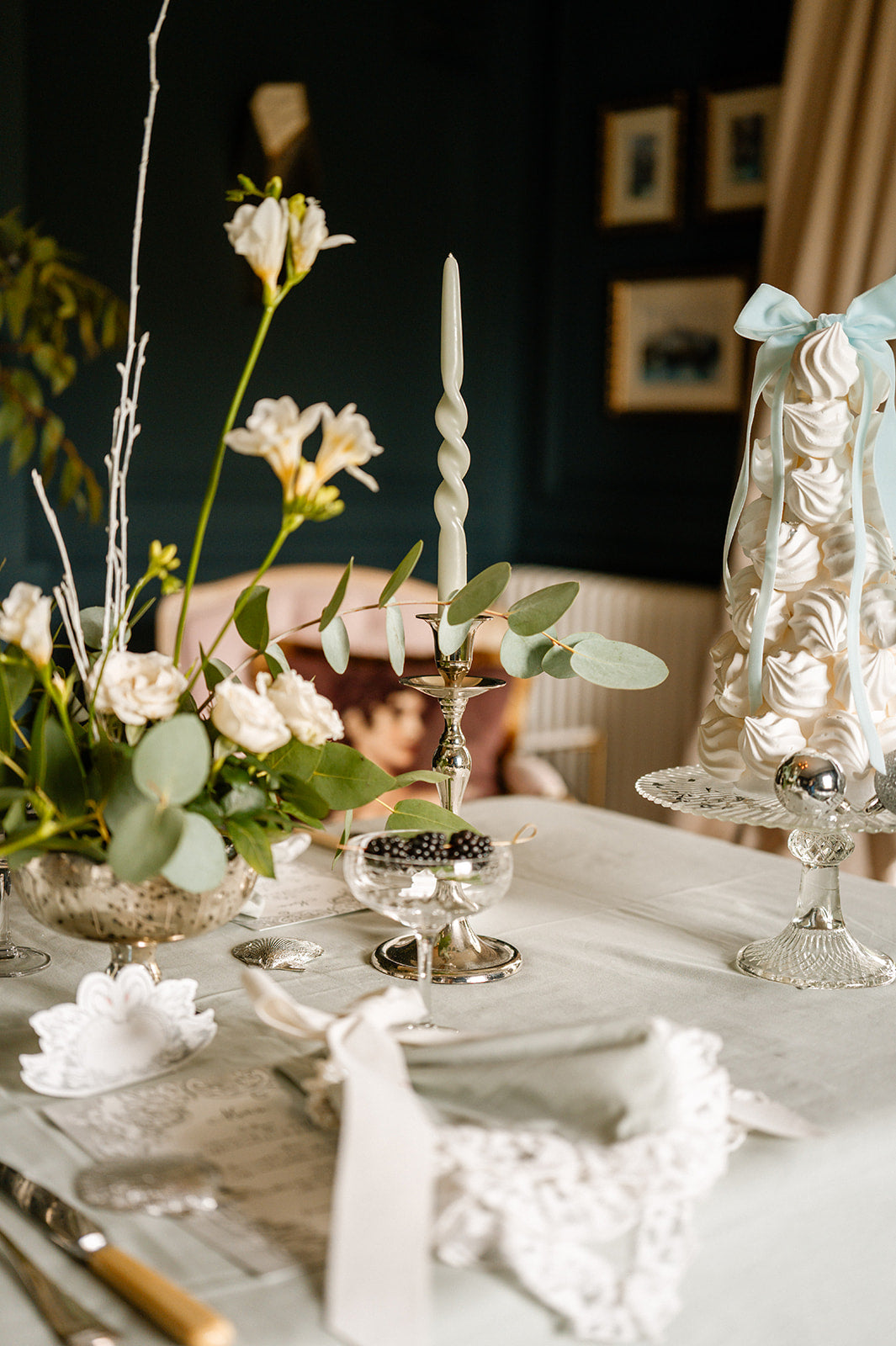 Ice Green Napkins With Italian Lace Trim