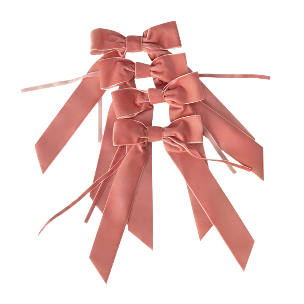 Set of 4 Velvet Napkin Bows, Rose