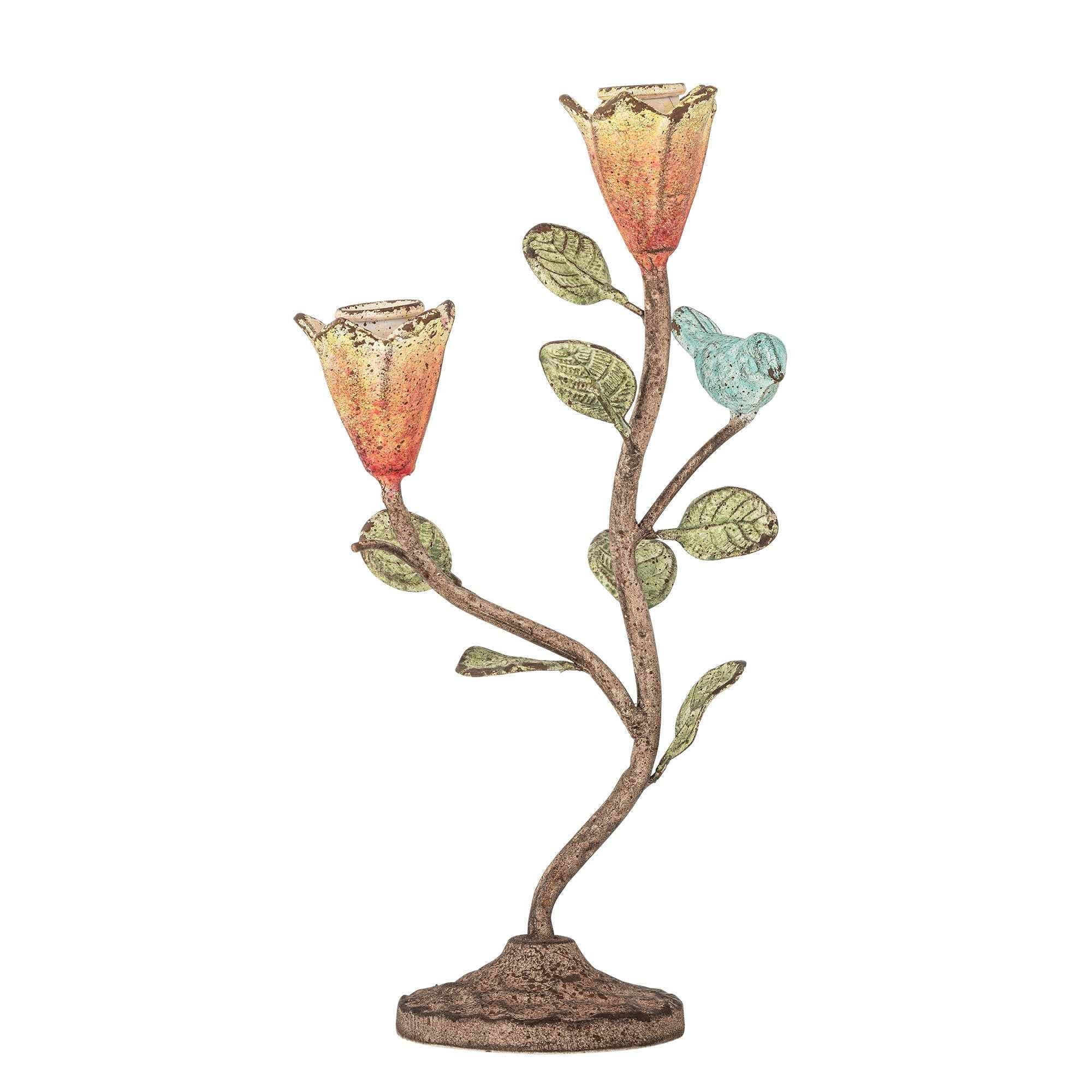 Painted Bird Candle Holder