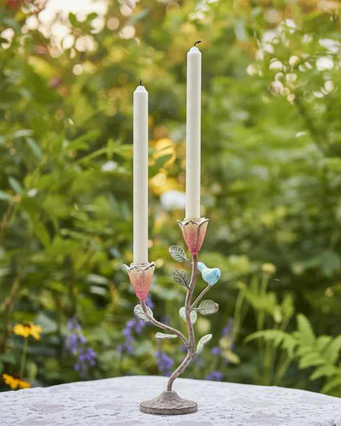 Painted Bird Candle Holder