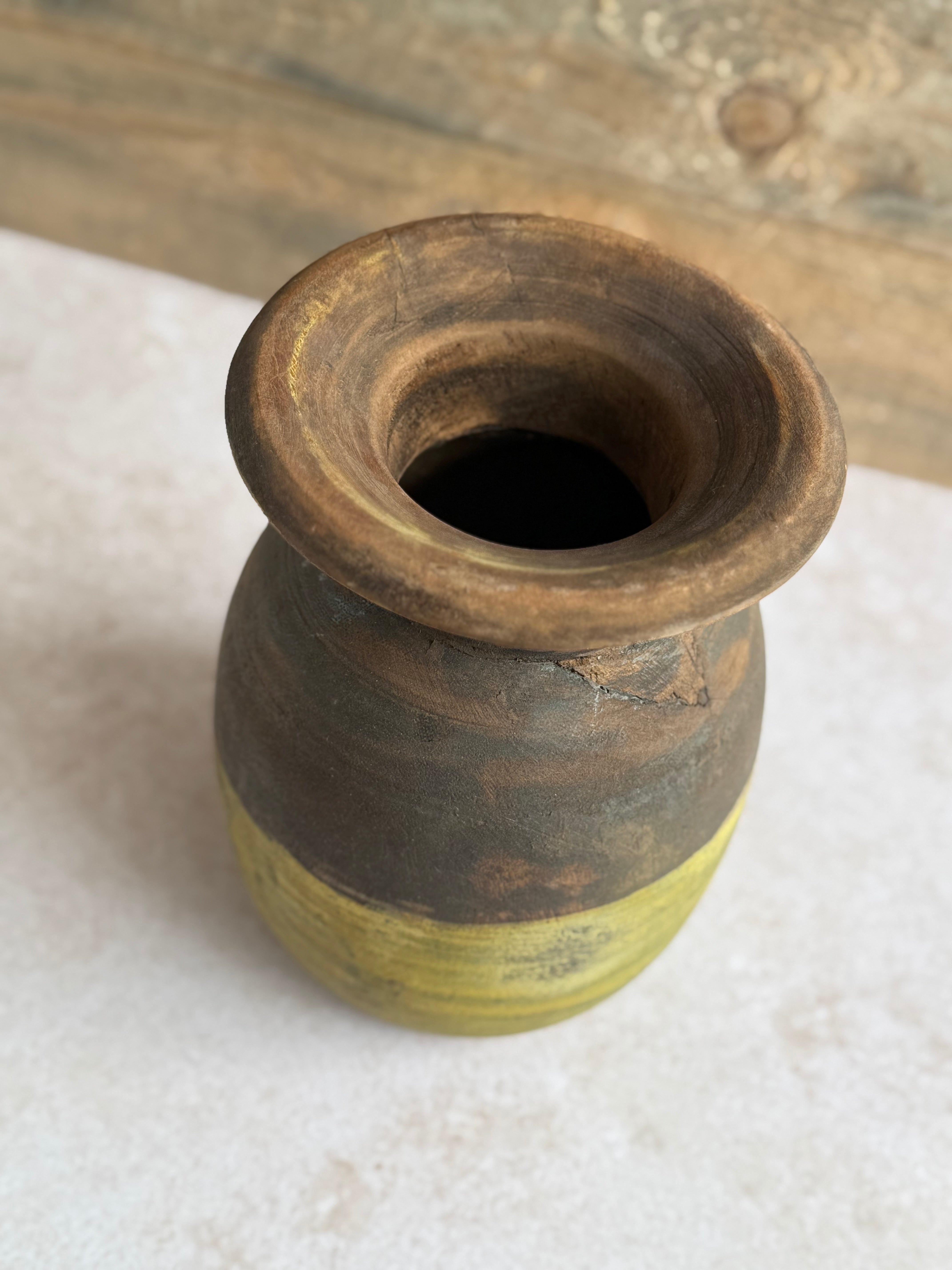 Vintage Wooden Milk Pot, Yellow