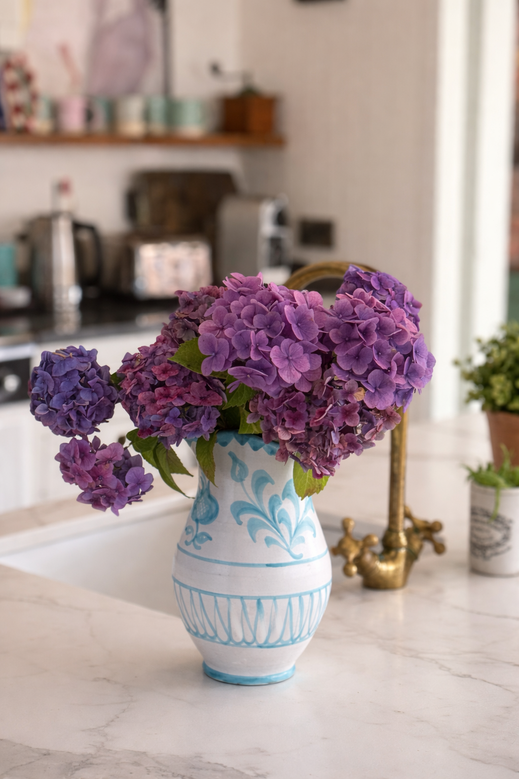 Hand-Painted Turquoise Spanish Scalloped Vase - Amber + Willow