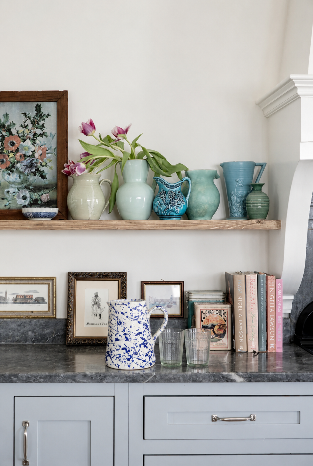 Italian Ceramic Blue Splatter Jug