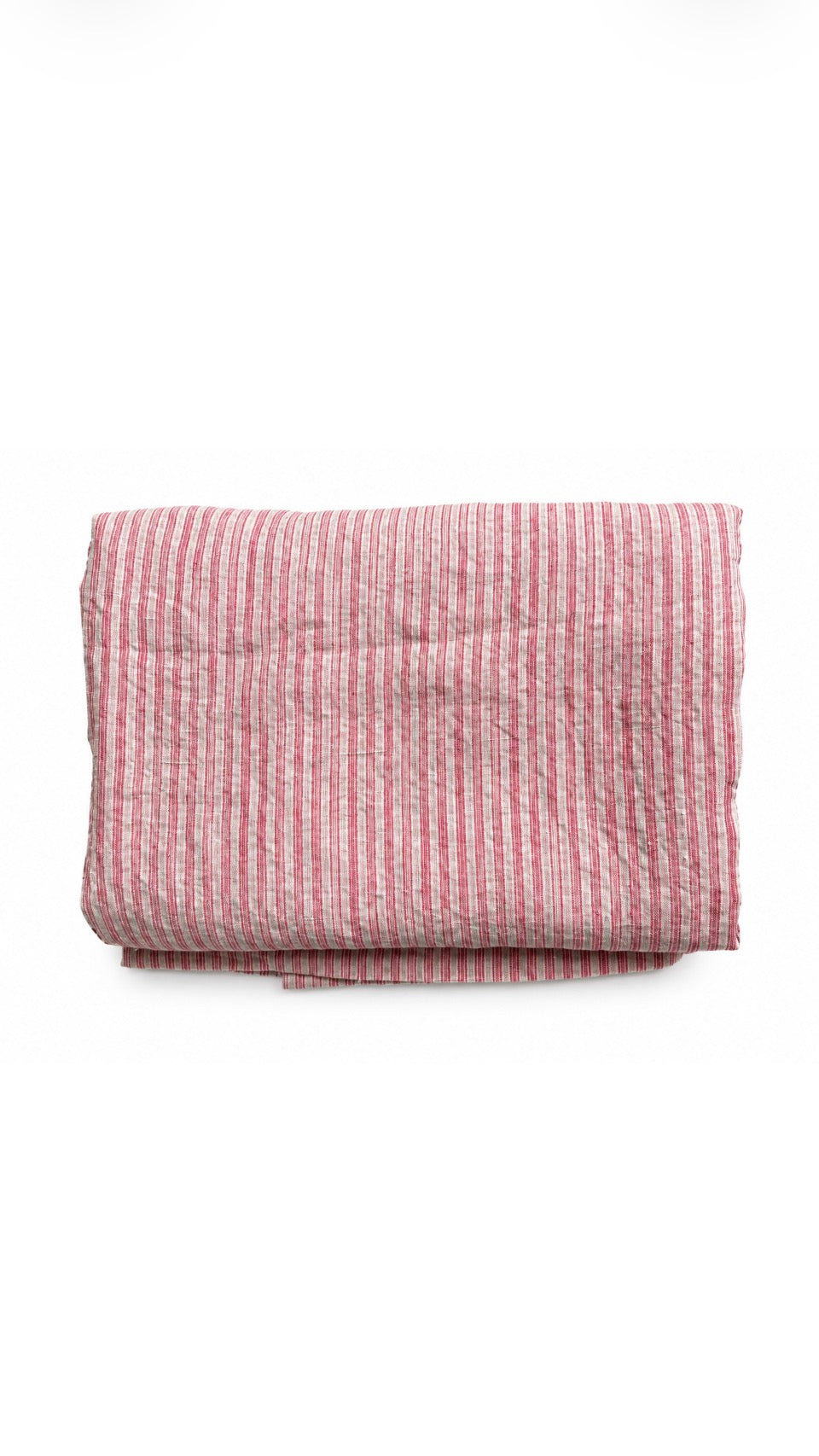 Red Ticking Stripe Linen Tablecloth