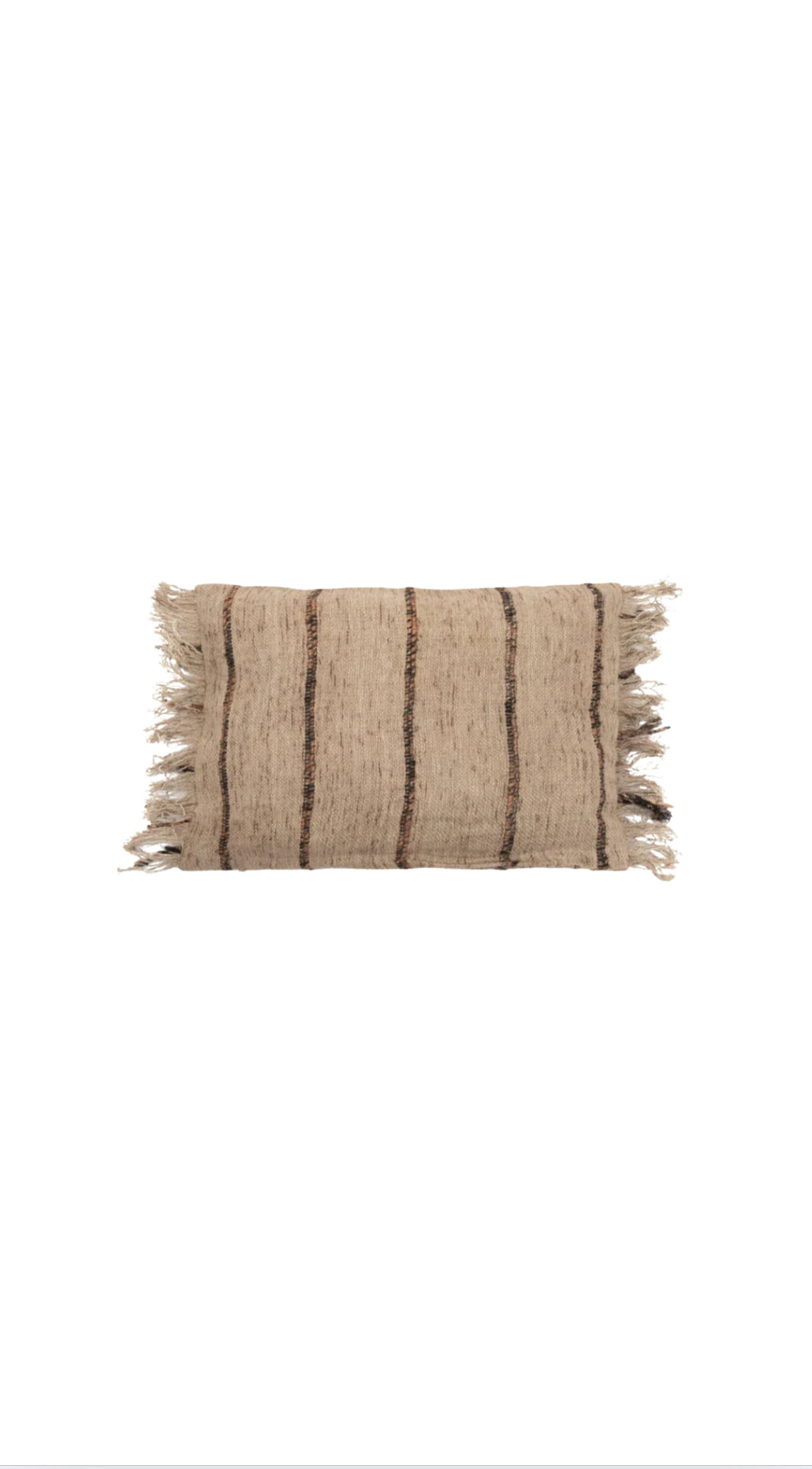 Striped Cotton Cushion Cover With Fringes