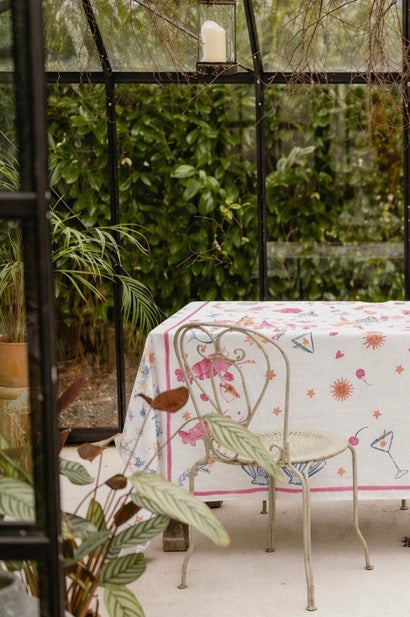 Hand Illustrated Linen Tablecloth