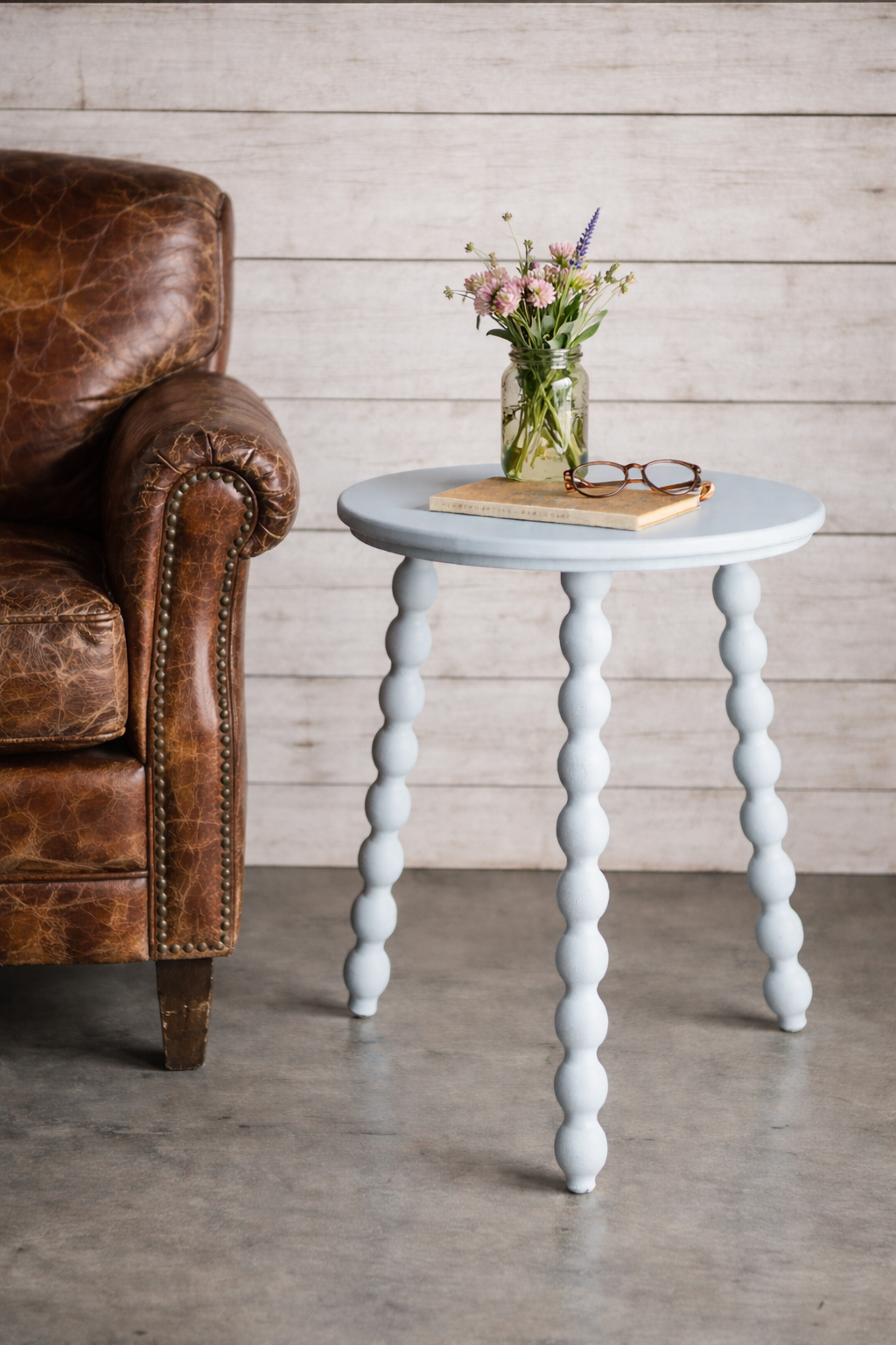 Pastel Blue Bobbin Side Table