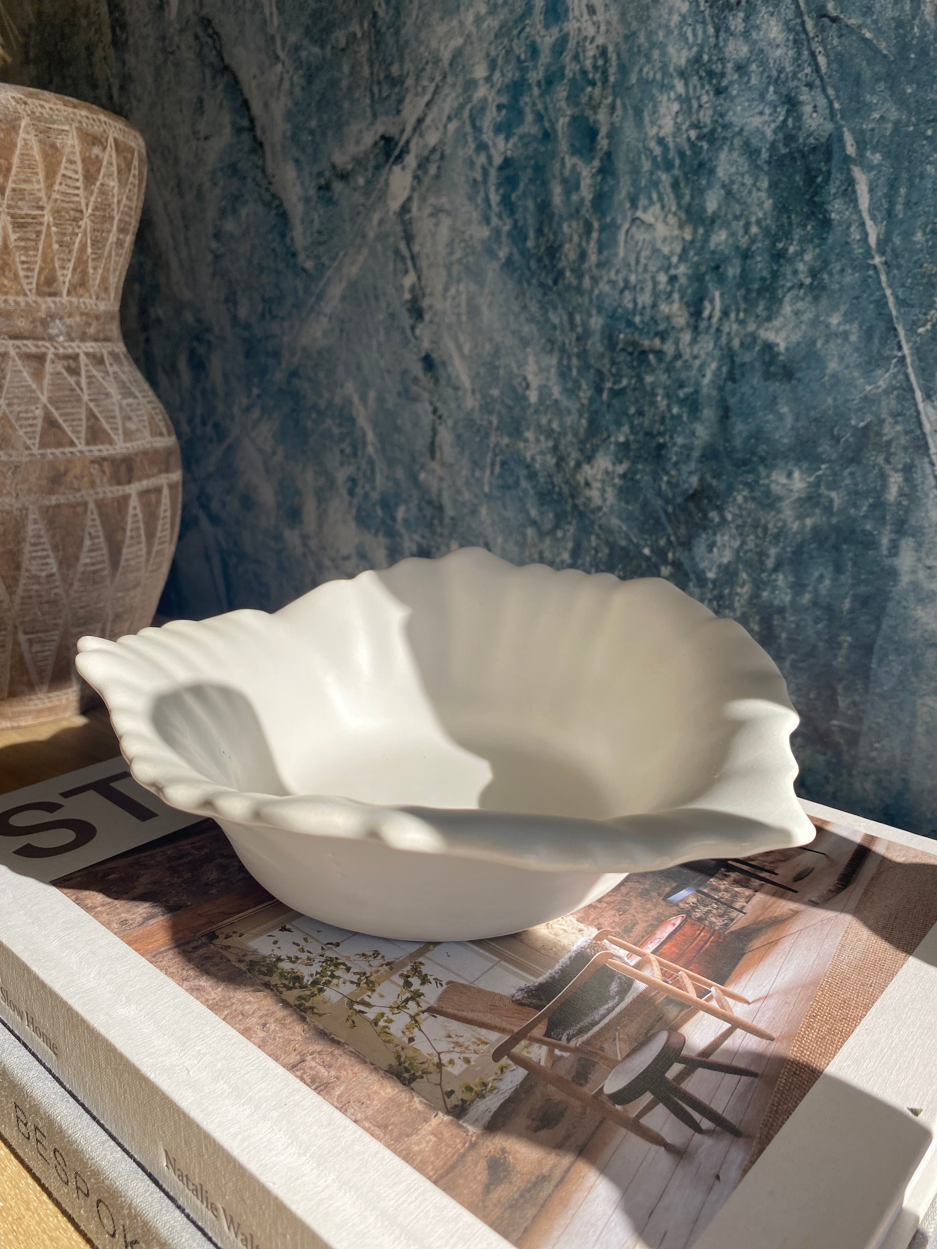 Handmade Sculptural Bowl in Matte White Finish