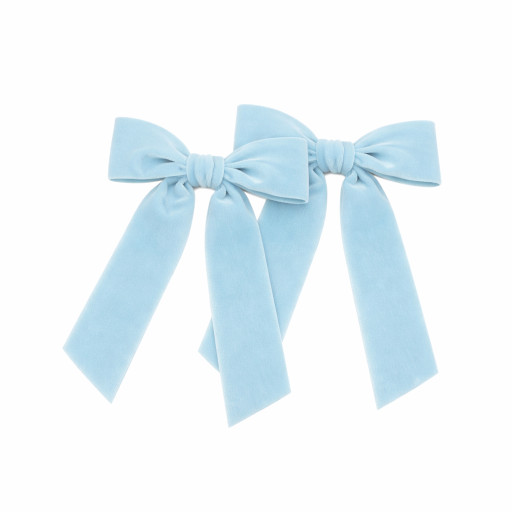Turquoise Velvet Napkin Bows, Set of 4