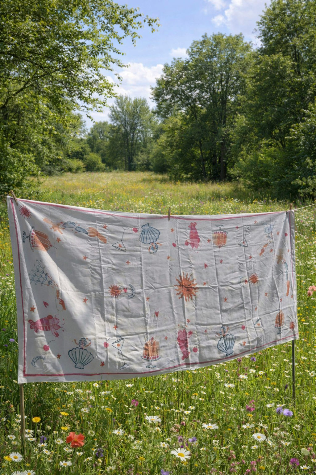 Hand Illustrated Linen Tablecloth