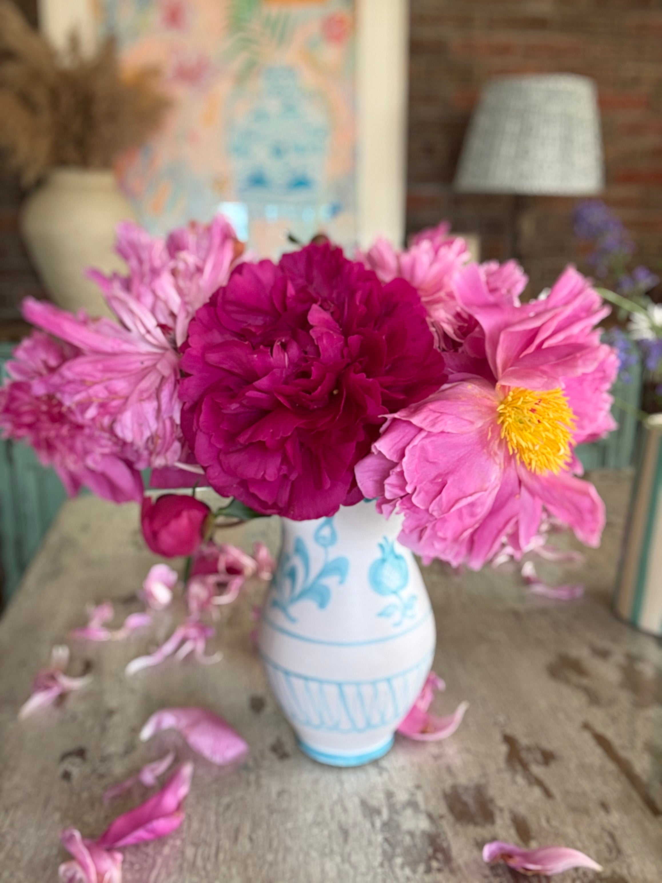 Hand-Painted Turquoise Spanish Scalloped Vase - Amber + Willow