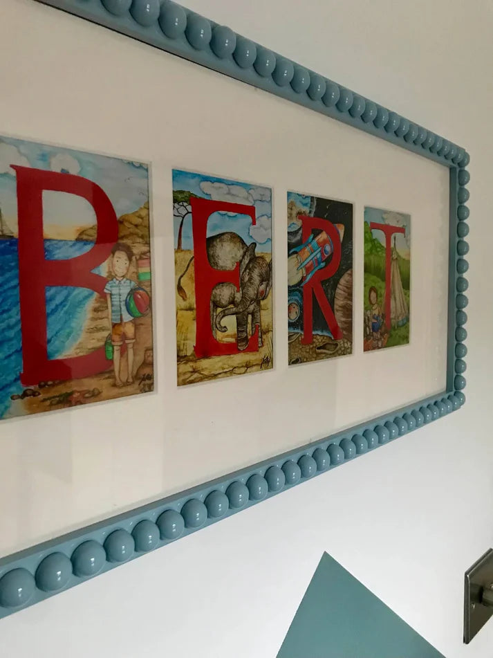 Powder Blue Lacquer Bobbin Frame, 6" x 8"