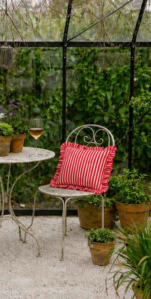 Outdoor Striped Cocktail Cushion, Skinny Stripe