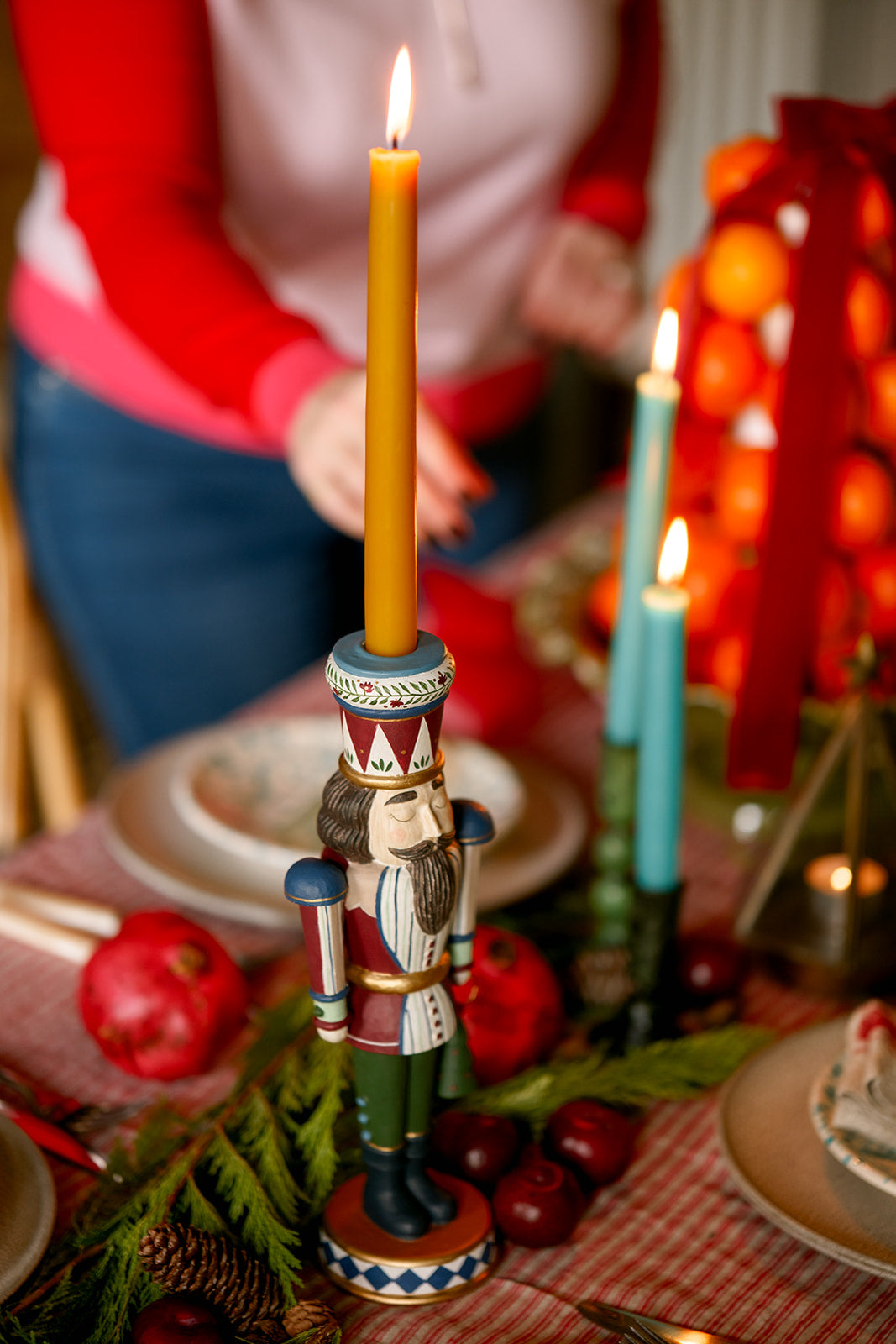 Hand-Painted Nutcracker Candle Holder