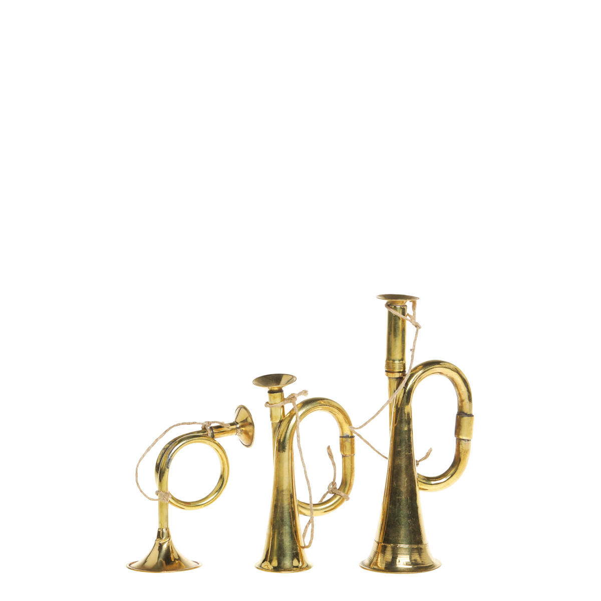 Set of 3 Vintage Brass Trumpets