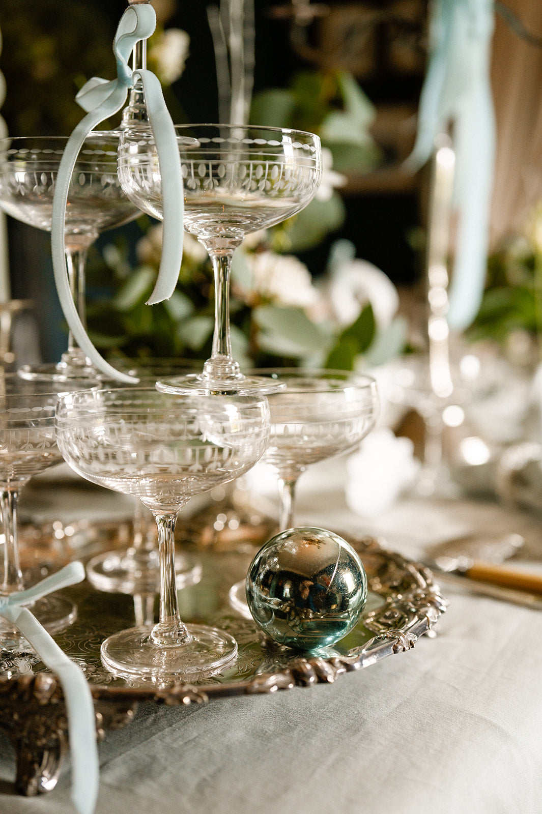 Set Of Four Crystal Cocktail Glasses