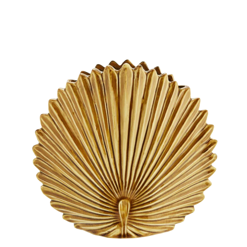 Ochre stoneware leaf vase at Amber and Willow