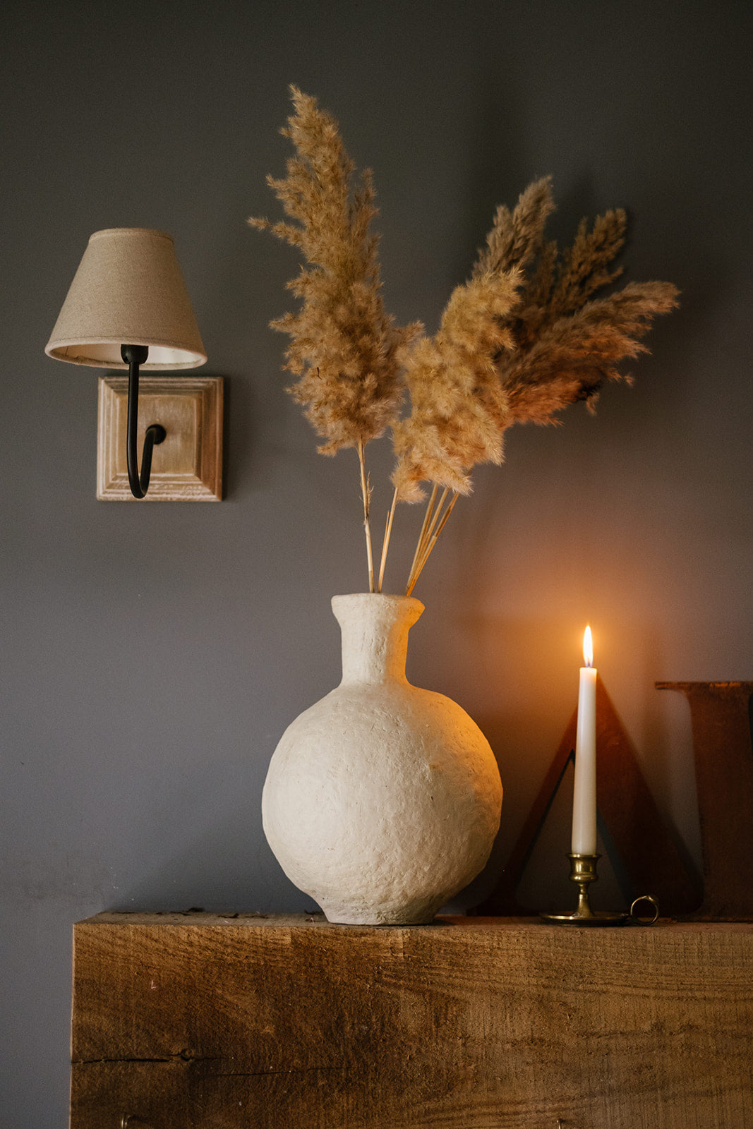 Papier-Mache Swan Neck Vase - Amber + Willow