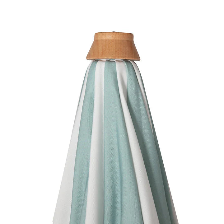 Large retro stripe parasol with fringe, pistachio