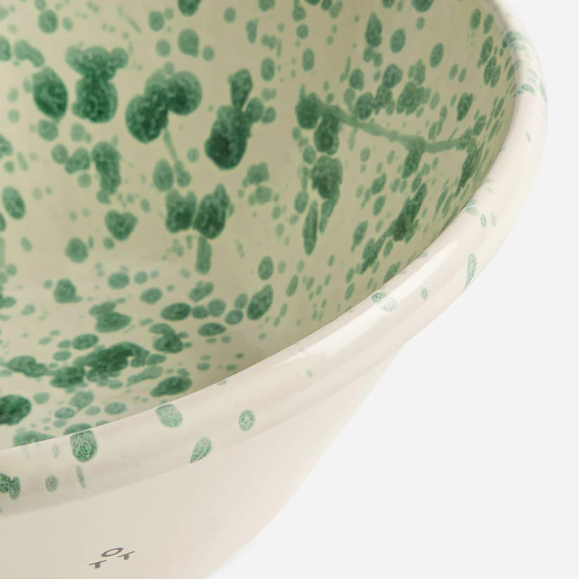 Italian ceramic green splatter salad bowl