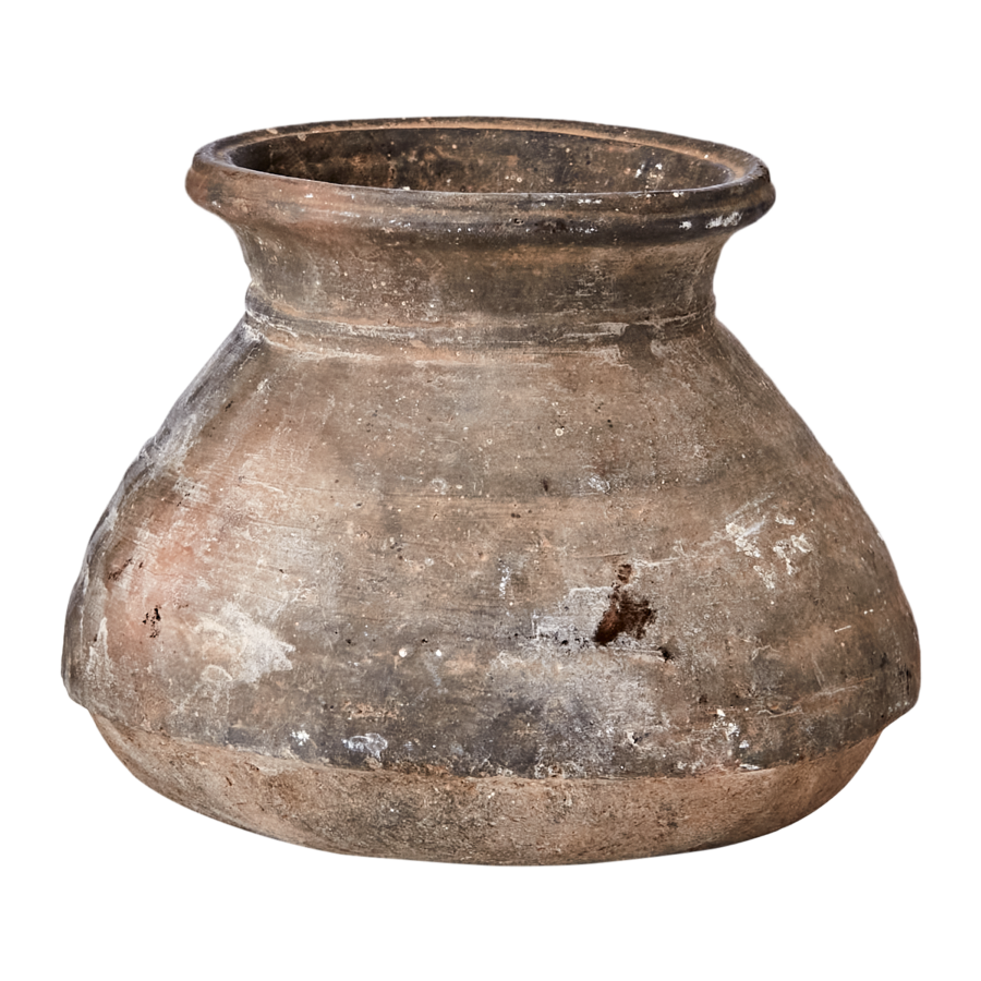 Vintage clay pot on a transparent background