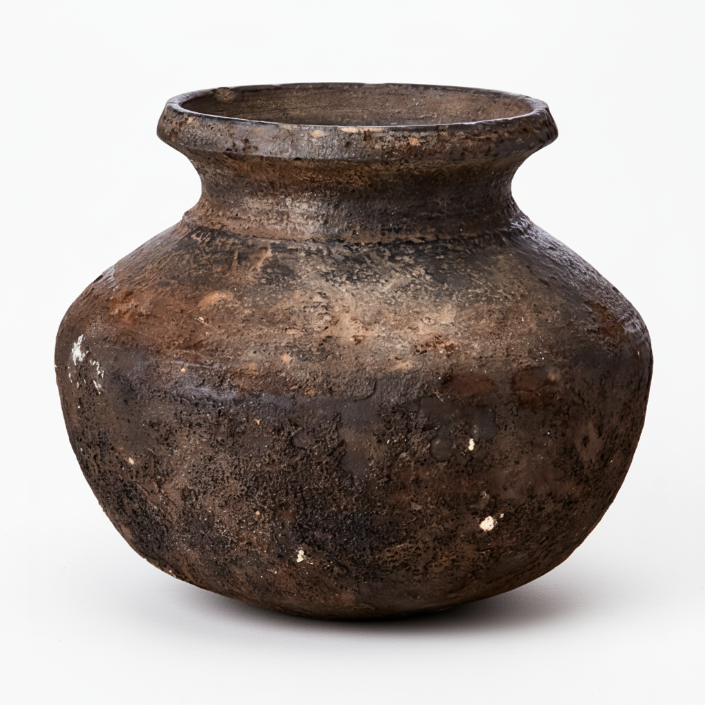 Vintage clay pot on a white background