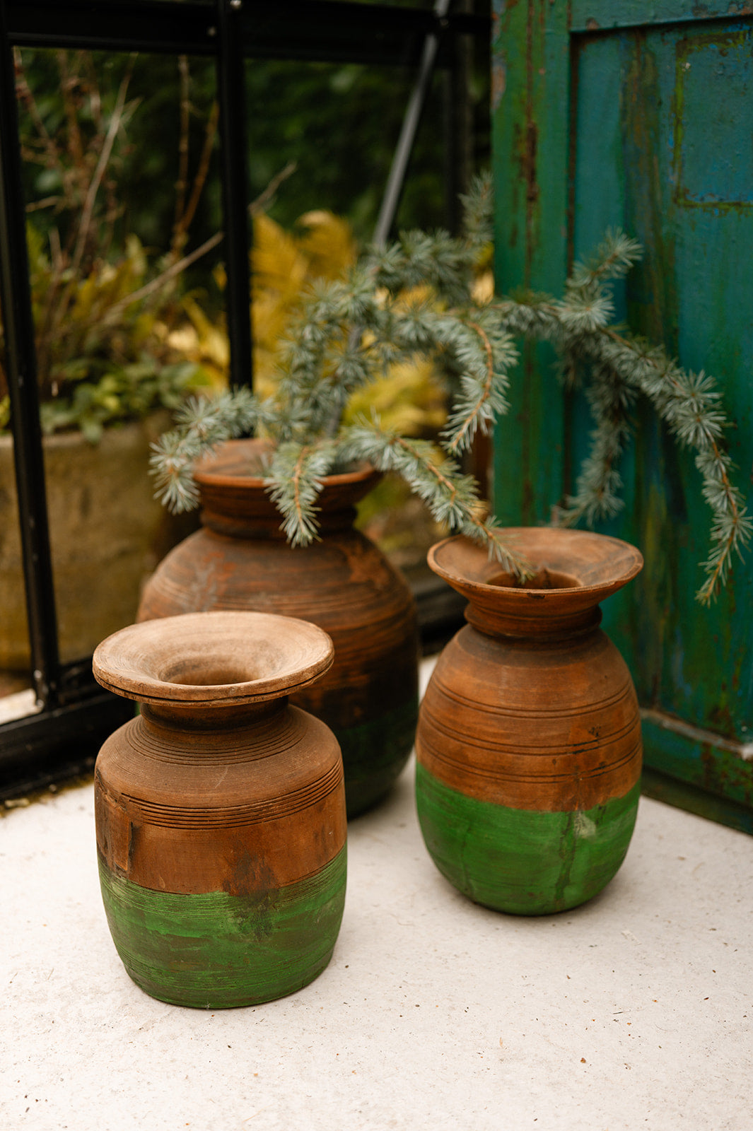 Vintage Wooden Milk Pot, Green