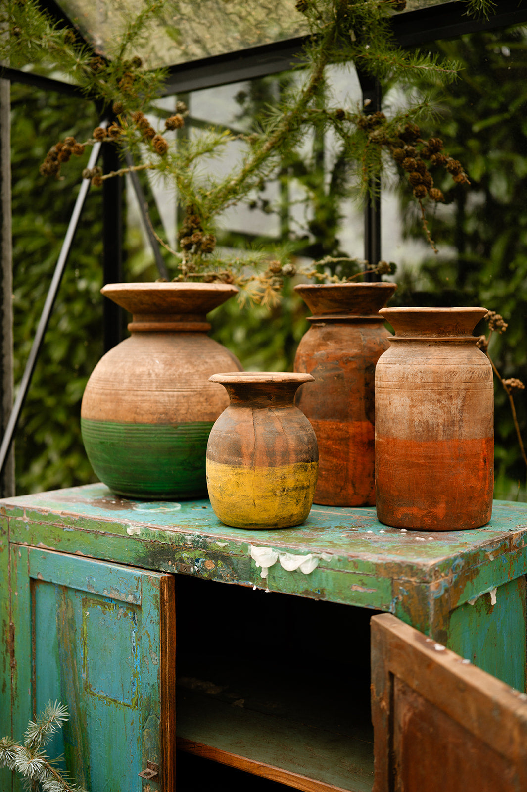 Vintage Wooden Milk Pot, Yellow