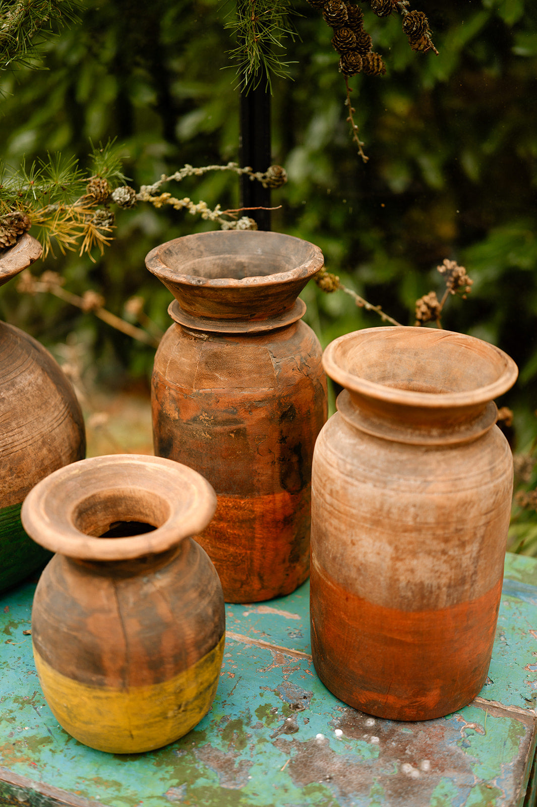 Vintage Wooden Milk Pot, Yellow