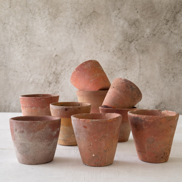 Vintage Terracotta Pots, Set of 3