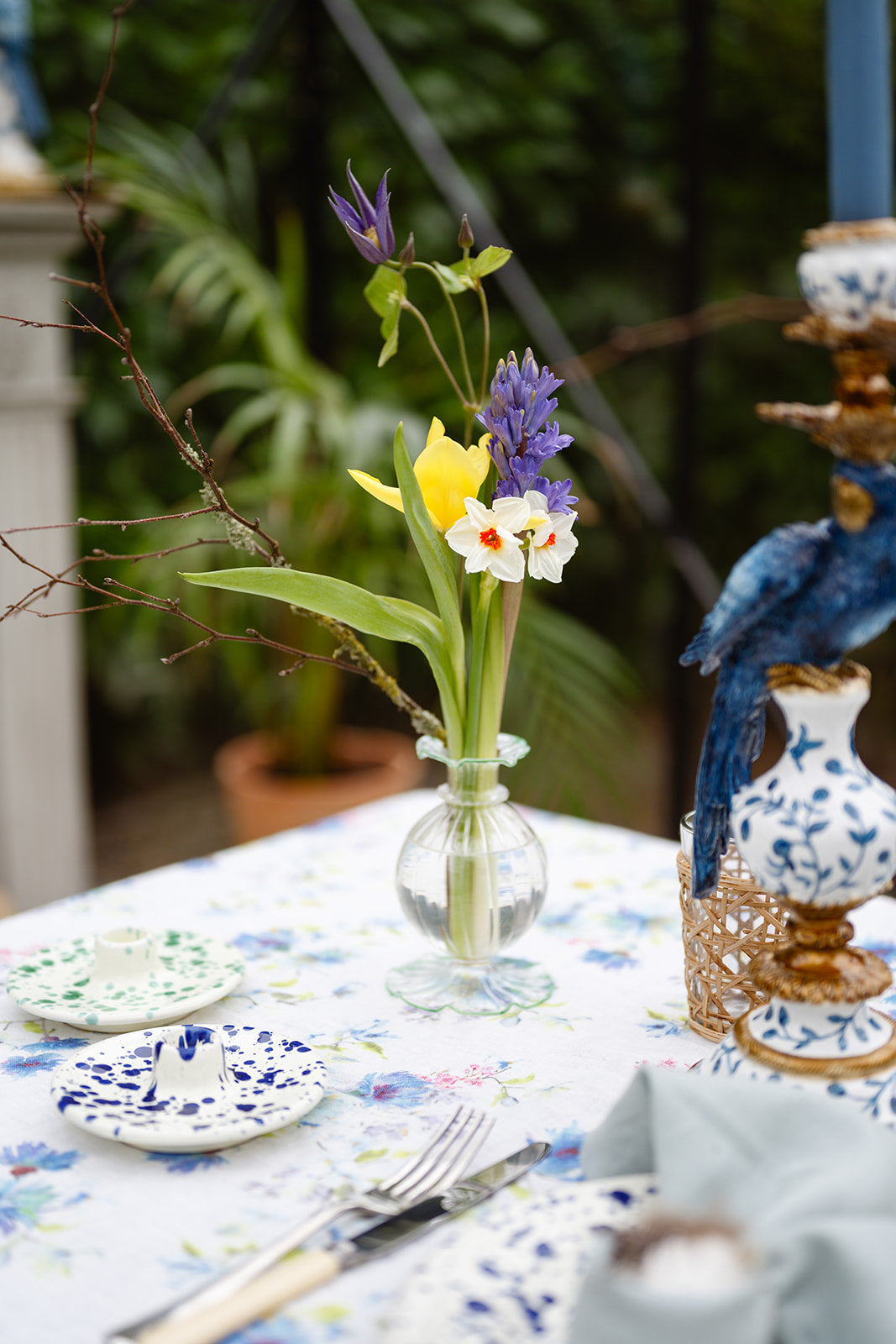 Italian Ceramic Splatter Candleholder, Pine - Amber + Willow