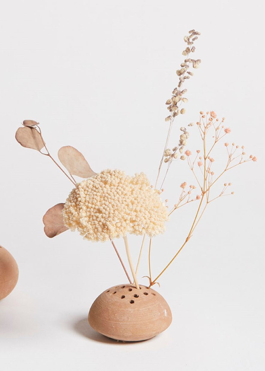 Handmade Terracotta Flower Pin - Amber + Willow