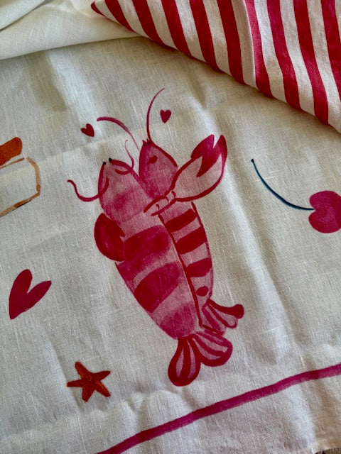 Hand Illustrated Linen Tablecloth