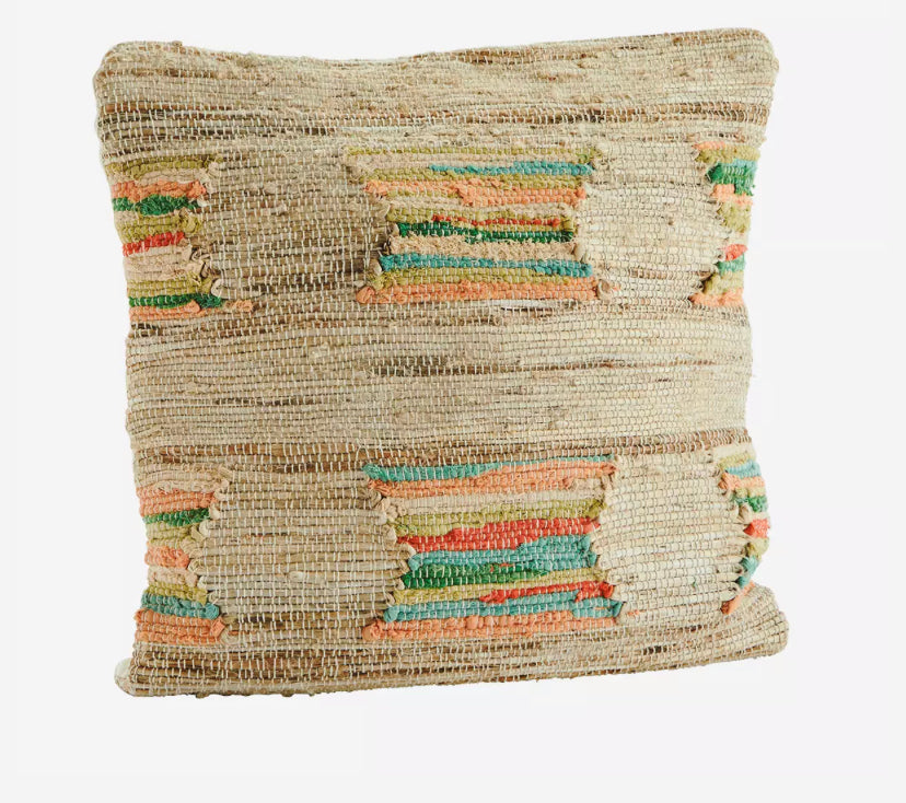 Handwoven jute cushion cover