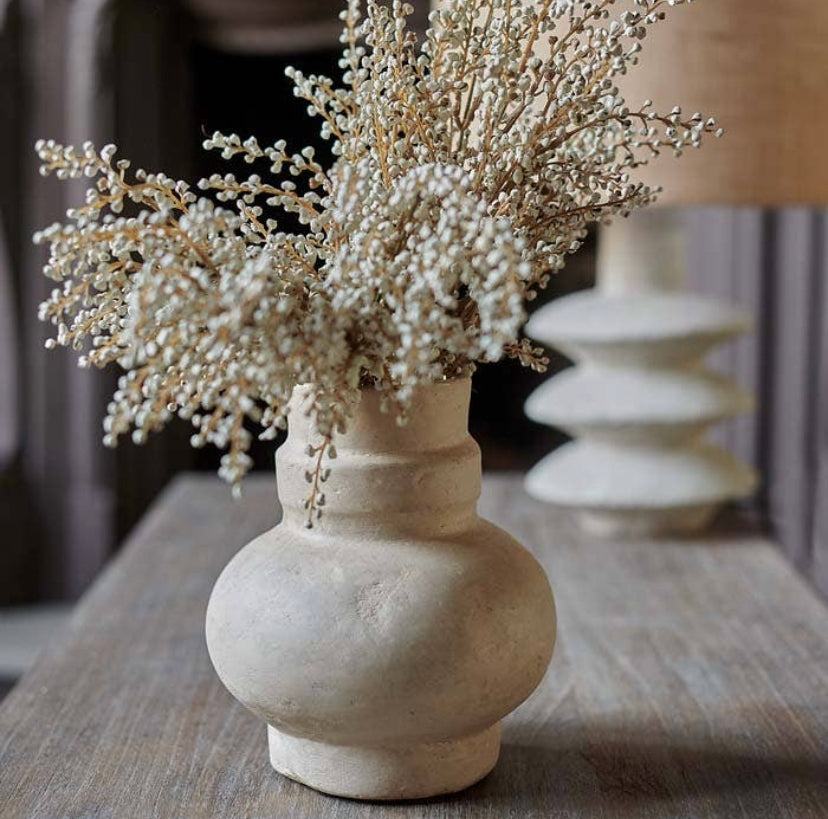 Cream Papier-Mâché Vase