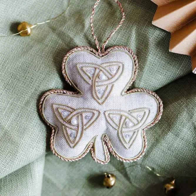 Irish Linen Shamrock Tree Ornament