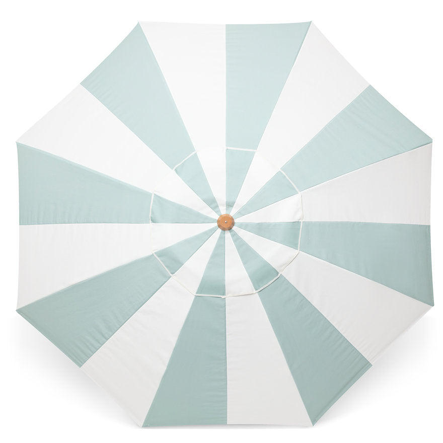 Large retro stripe parasol with fringe, pistachio