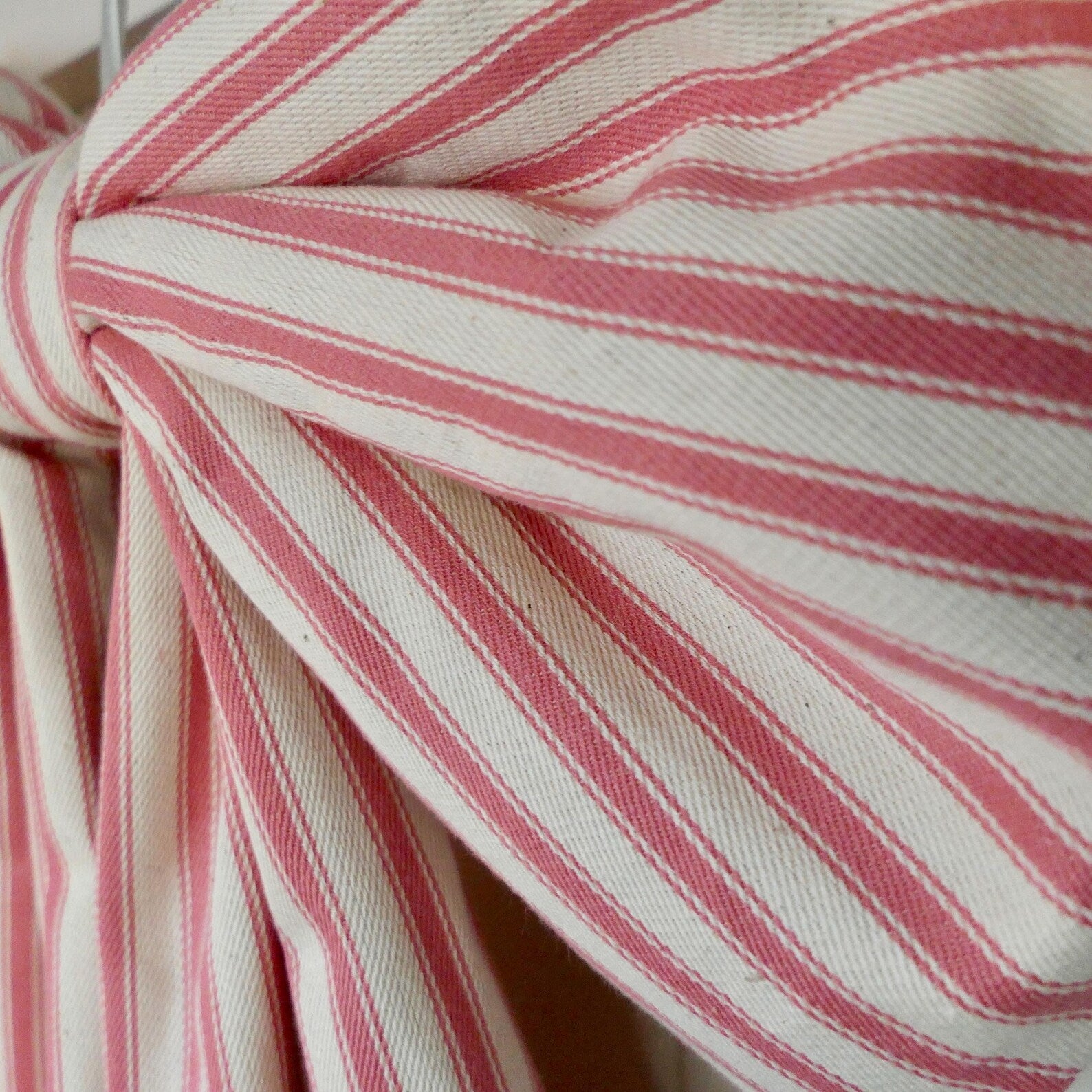 Pink Ticking Stripe Bow