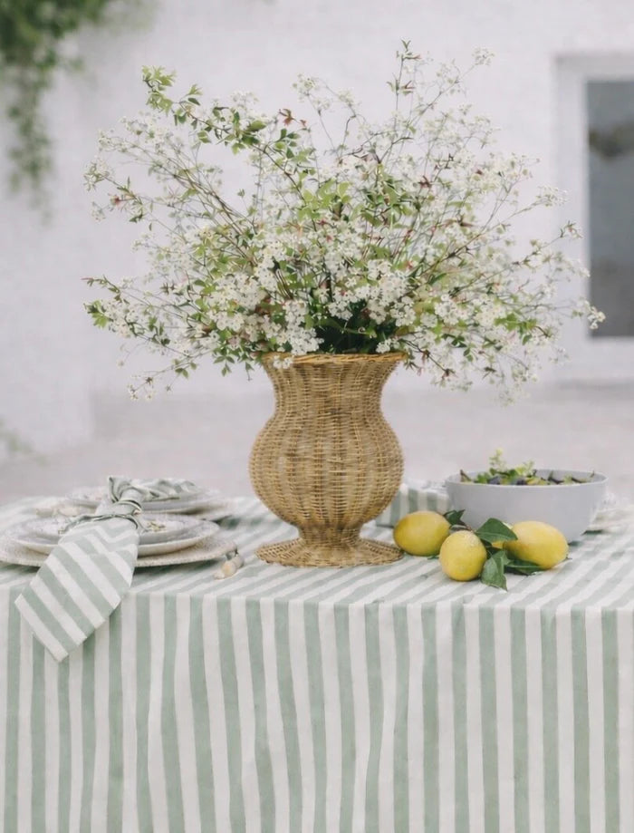 Pair Of Pistachio Green Striped Napkins