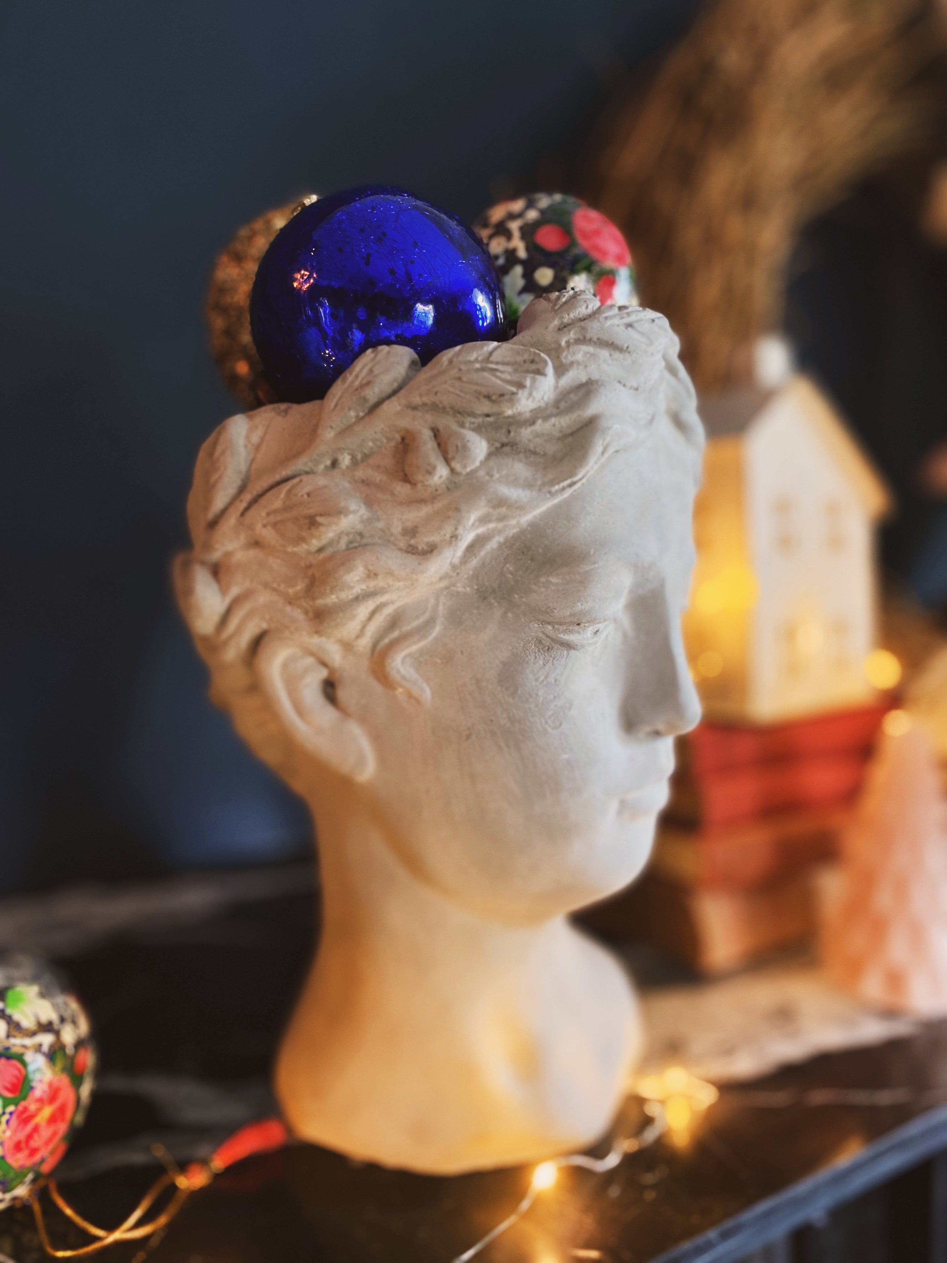 cobalt blue glass crackle bauble