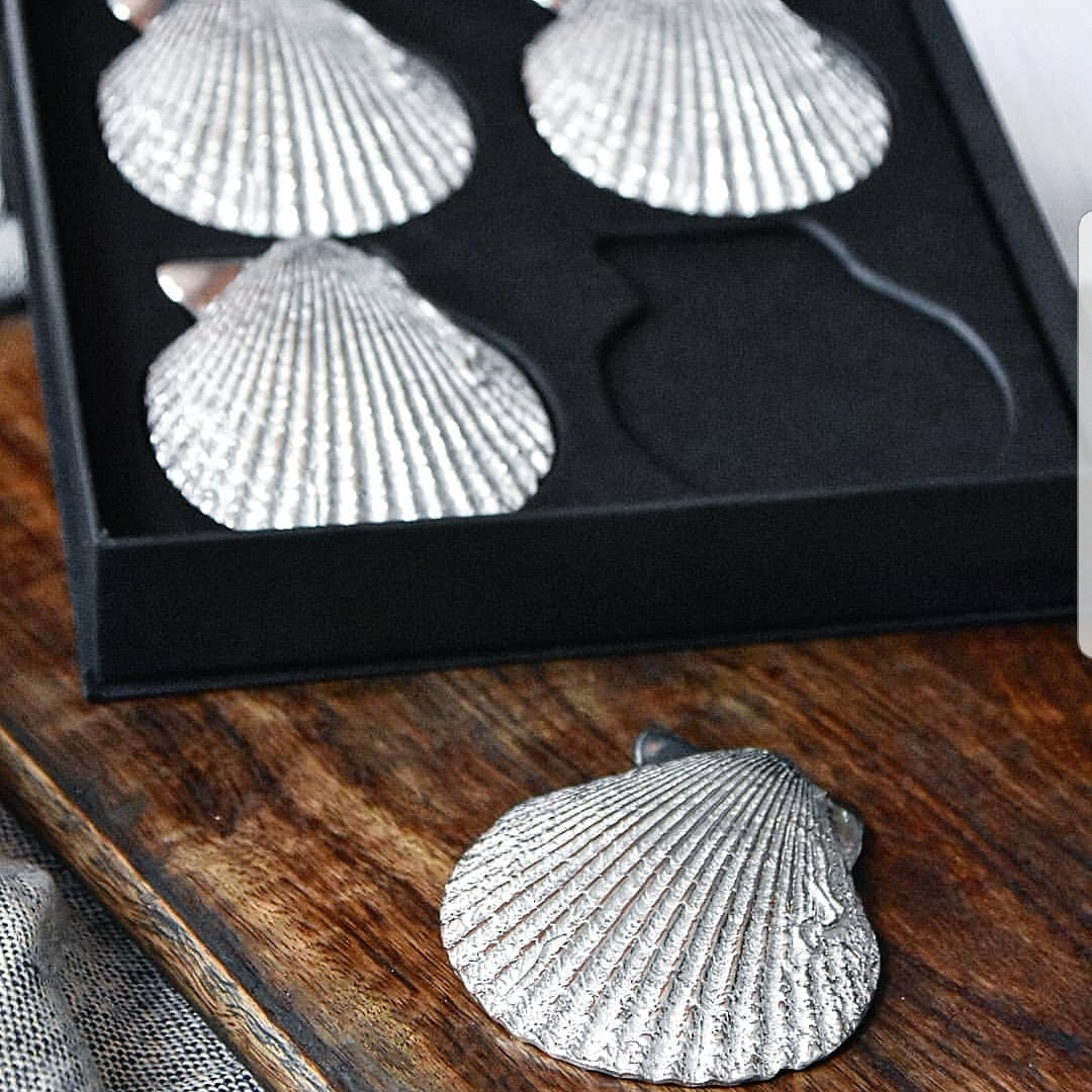Silver Shell Appetiser Dish, Set of 4 - Amber + Willow