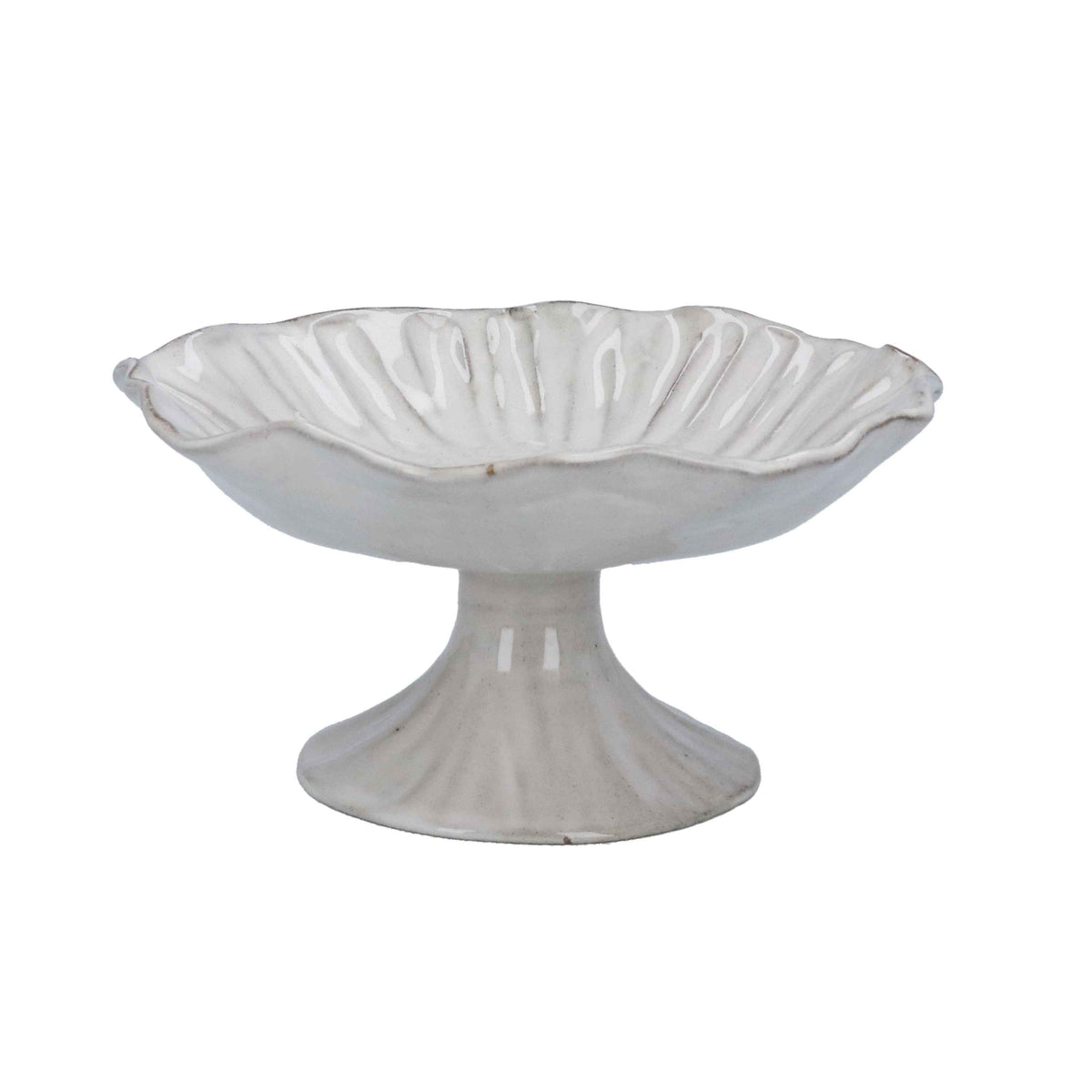 Ruffled Footed Stoneware Bowl