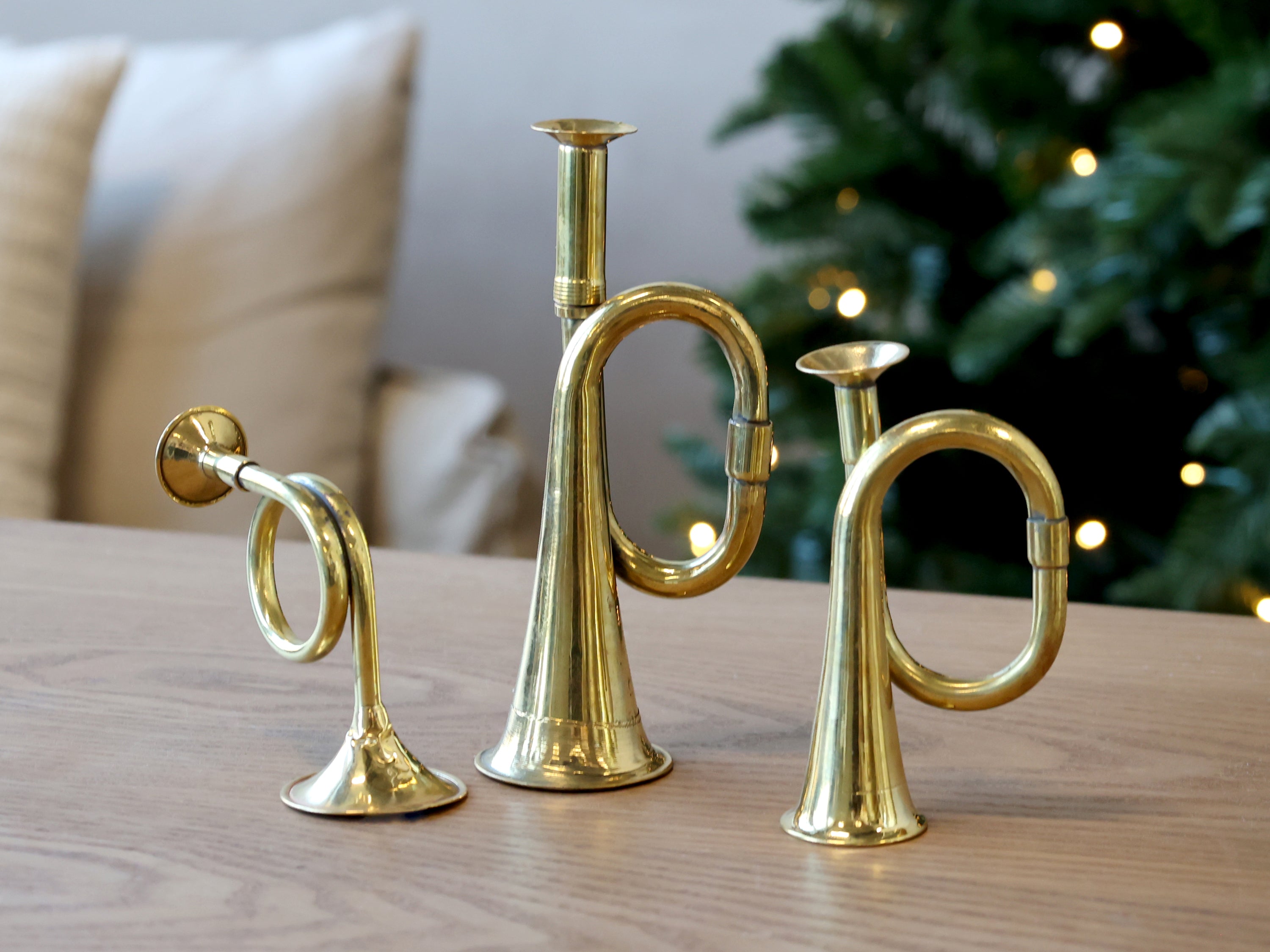 Set of 3 Vintage Brass Trumpets