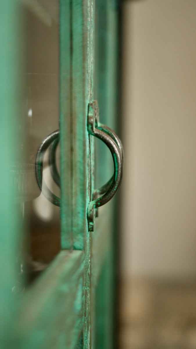 Vintage Indian Turquoise Painted Cabinet