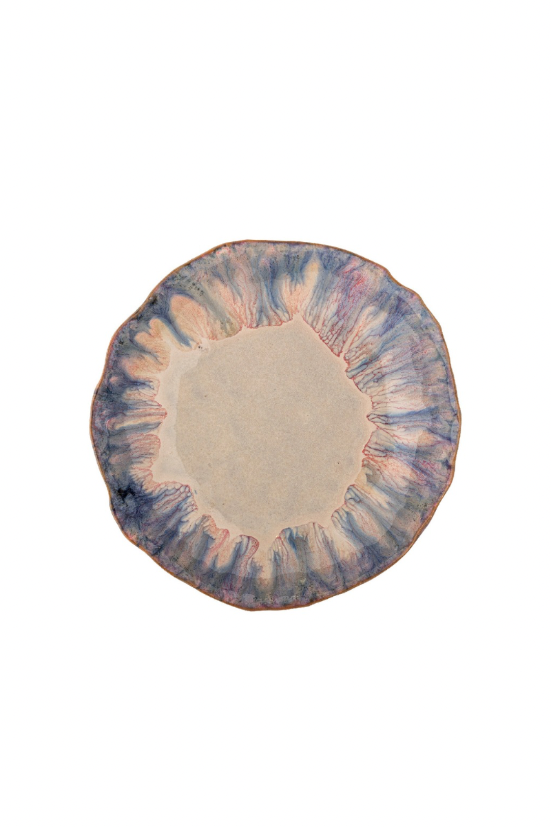 Watercolour Footed Bowl with pink blue and purple glaze
